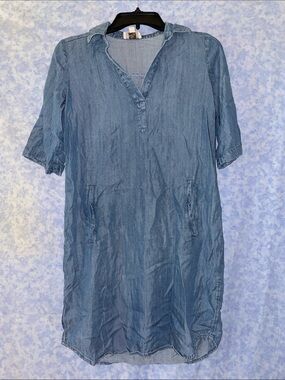 Loft: Washed Blue Denim Midi Shirt Dress
